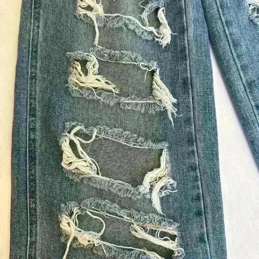 PacSun Women's Baggy Denim Jeans Distressed Wide Leg Button Fly Wide Leg Size 24